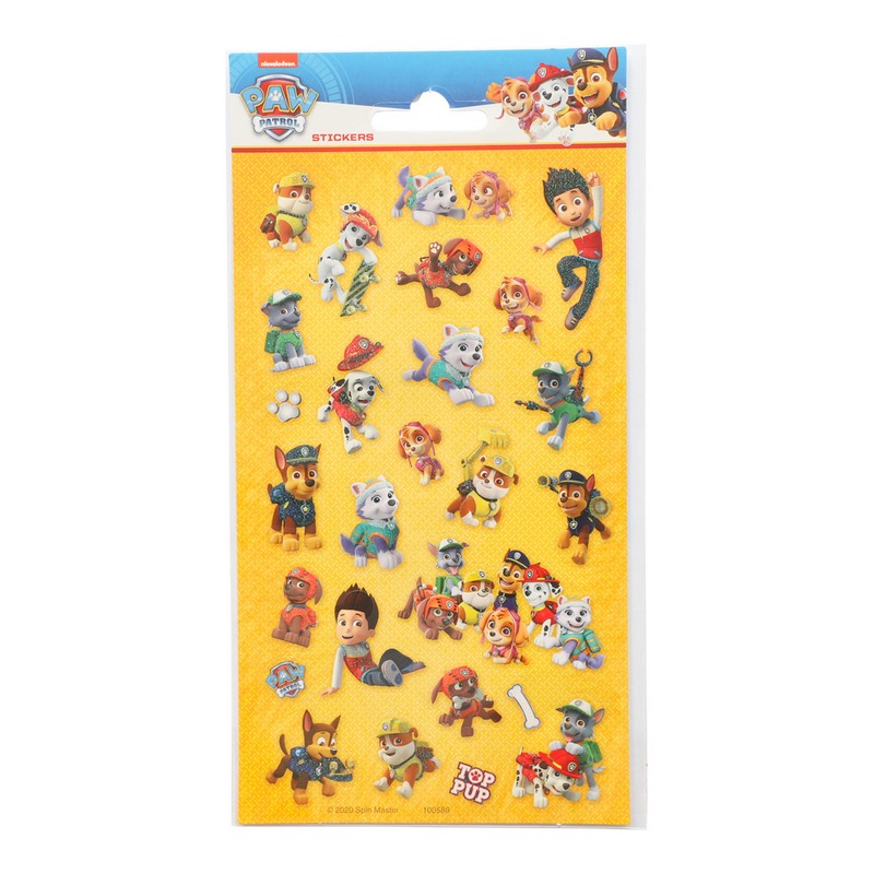 Paw Patrol Glitter Klistermærker - 1 ark | Paw Patrol Klistermærke - Temashop