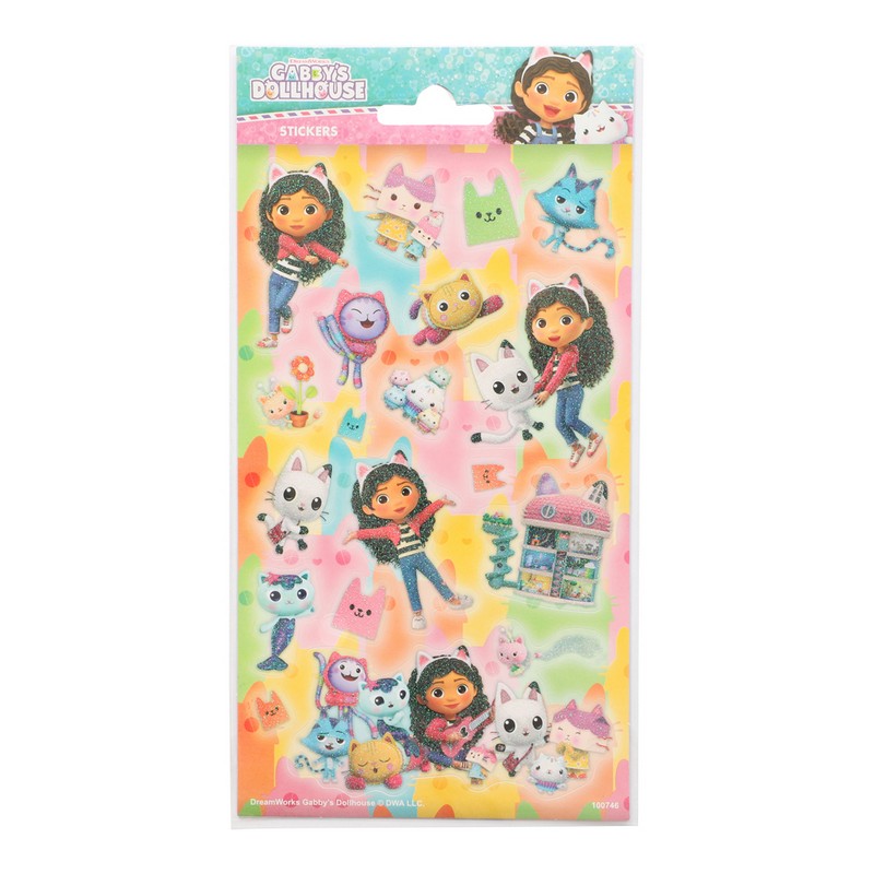 Gabbys Dukkehus Glitter Klistermærker - 1 ark | Gabbys Dollhouse Klistermærke - Temashop