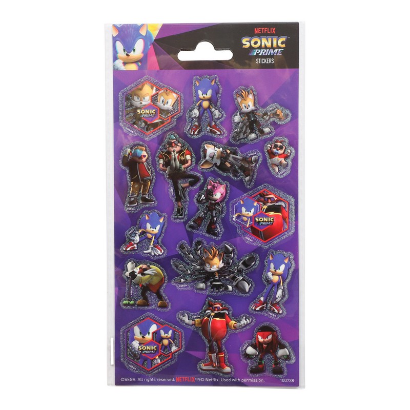 Sonic Glitter Klistermærker - 1 ark | Sonic Klistermærke - Temashop