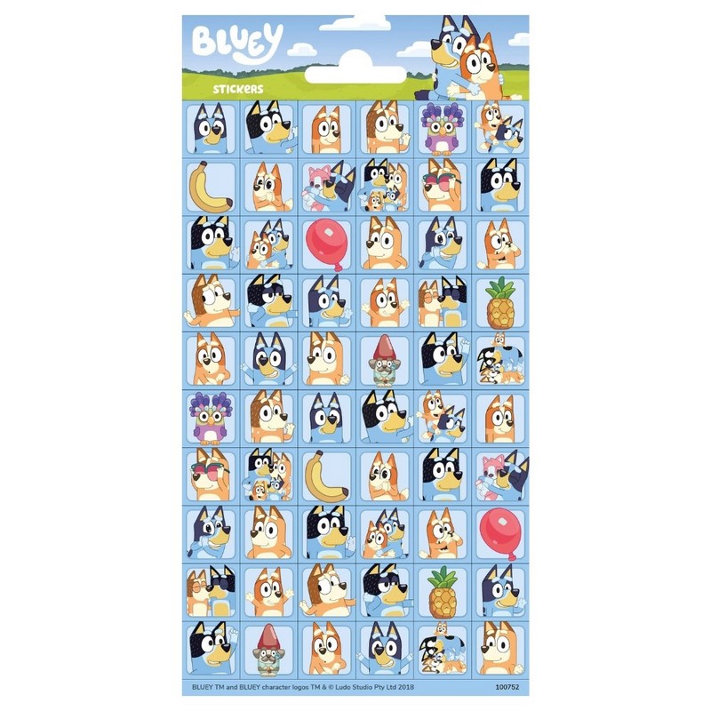 Bluey Klistermærker - 1 ark | Bluey Klistermærke - Temashop