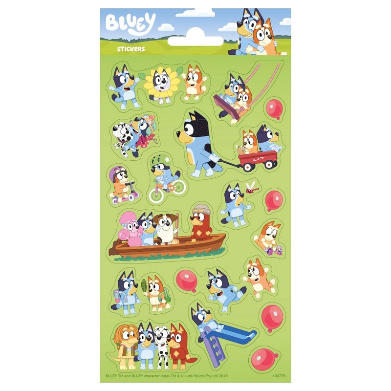 Bluey Glitter Klistermærker - 1 ark | Bluey Klistermærke - Temashop
