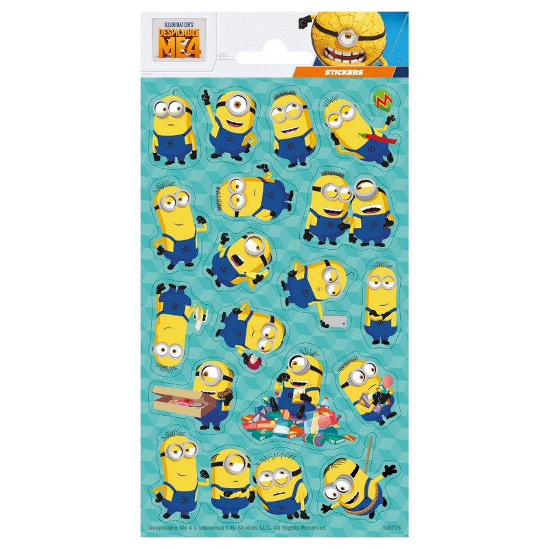 Minions Glitter Klistermærker - 1 ark | Grusomme mig Klistermærke - Temashop