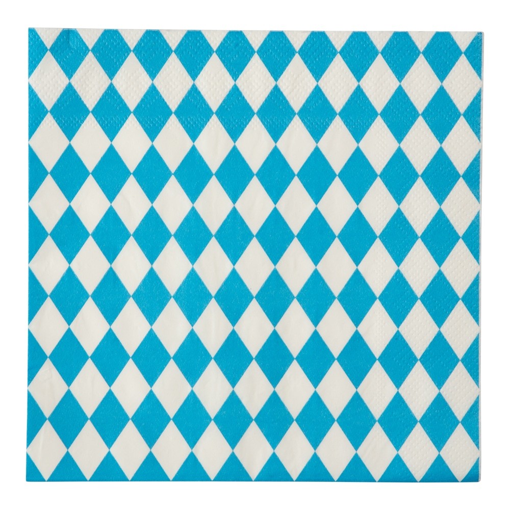 Oktoberfest Servietter Blå/Hvid - 16 stk (33 x 33 cm) | Oktoberfest Servietter - Temashop