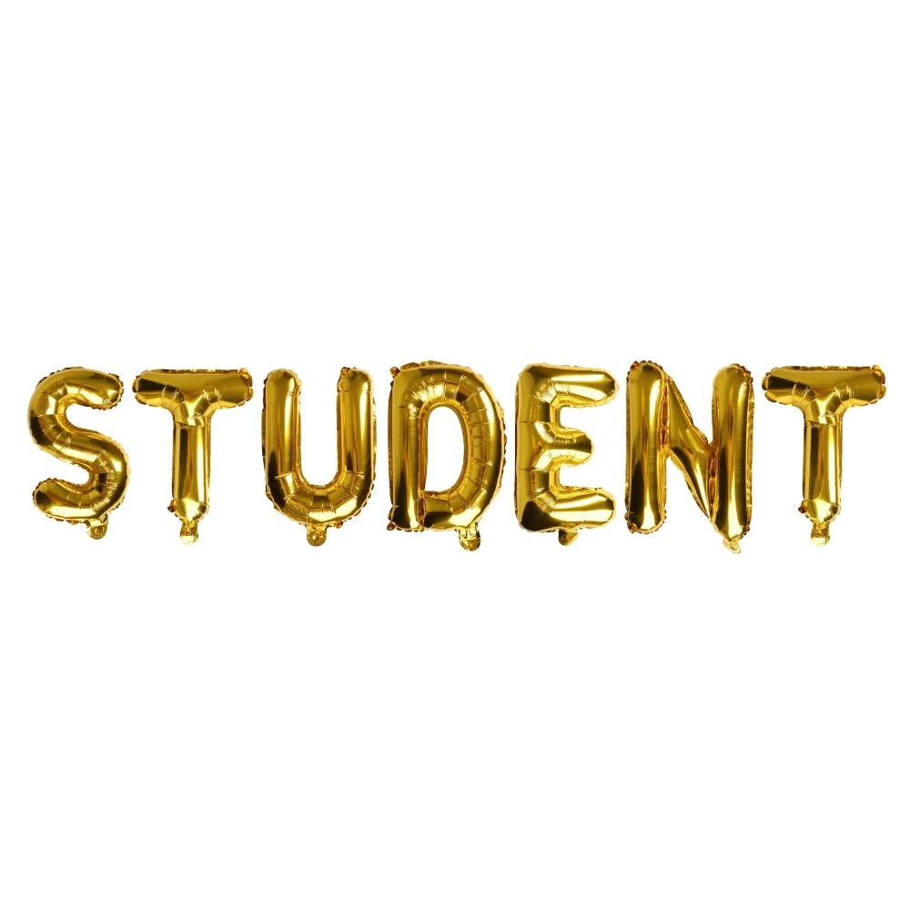 Student Folieballon Guld - 1 stk (40 cm) | Studerende Student - Temashop