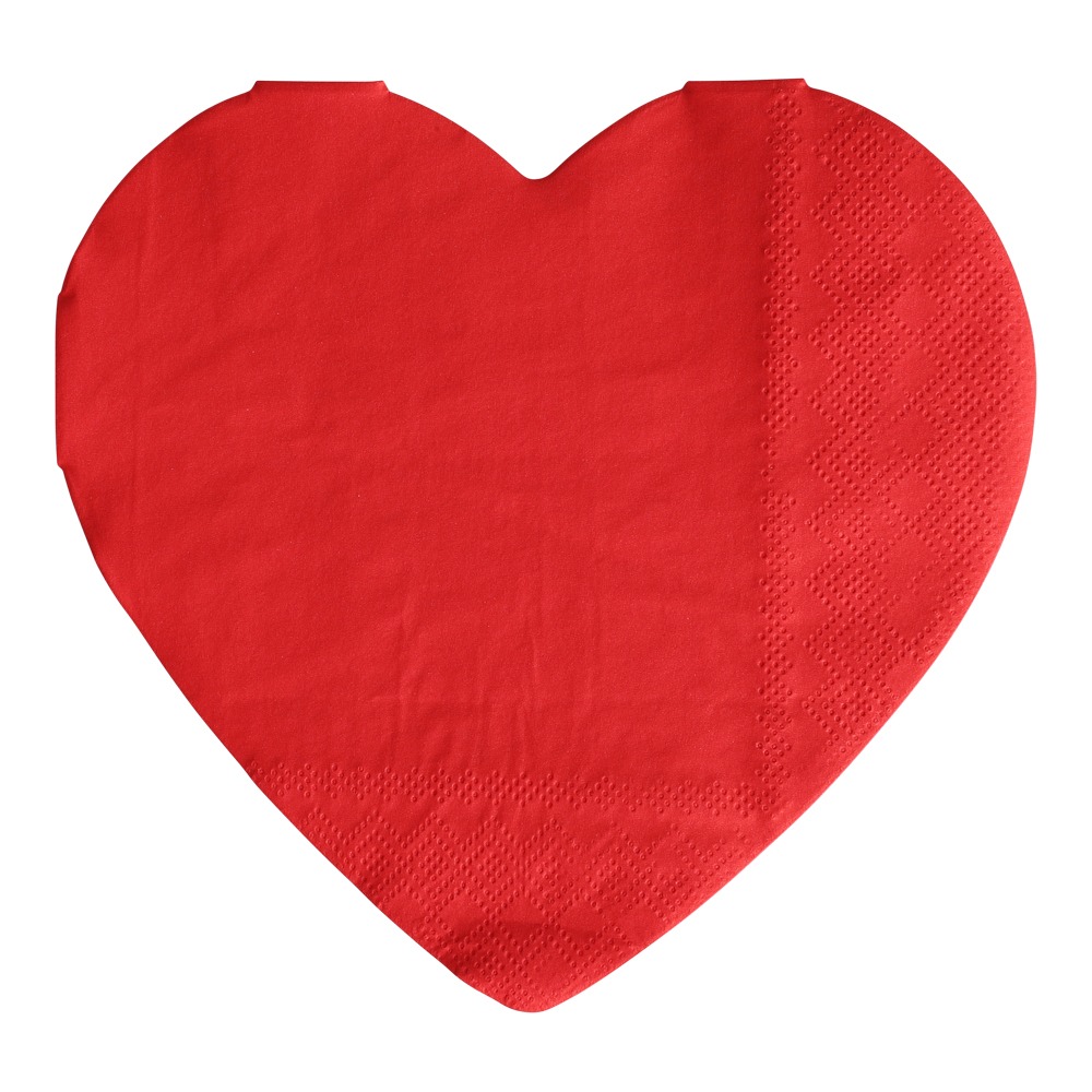 Hjerte Servietter Rød - 16 stk (16,5 x 16,5 cm) | Kærlighed Servietter - Temashop