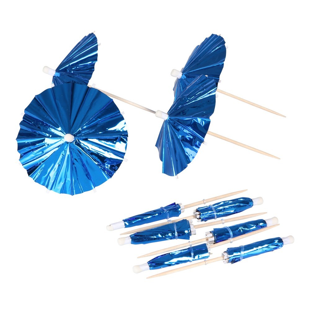 Cocktailparaplyer Blå - 10 stk (10 cm) | Drinks Drinkstilbehør - Temashop