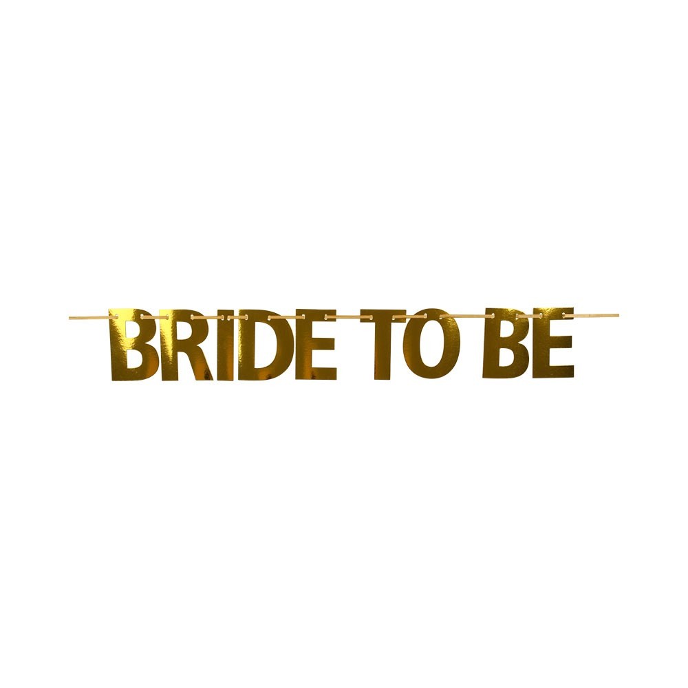 Bride To Be Banner Guld - 1 stk (1 x 16 x 18 cm) | Bachelorette Guirlander - Temashop