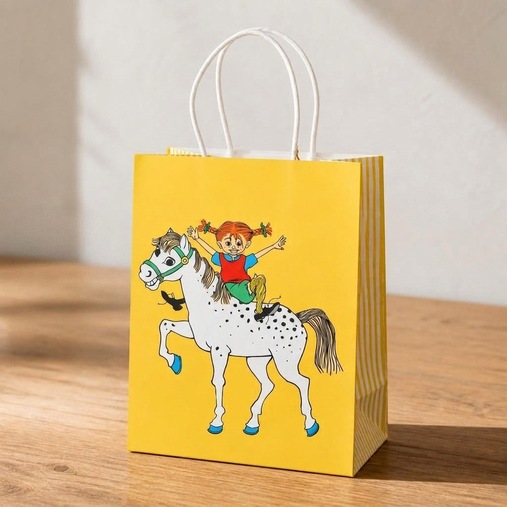 Pippi Gavepose Gul - 1 stk (18 x 23 x 10 cm) | Pippi Poser / Goodiebags - Temashop