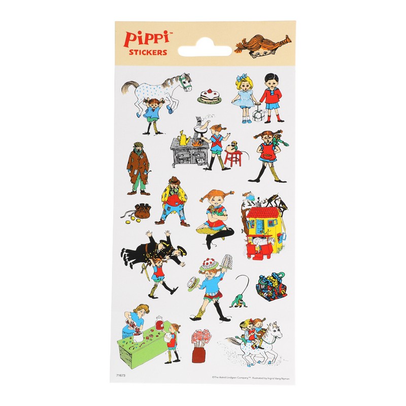 Pippi Langstrømpe Klistermærker - 1 ark | Pippi Klistermærke - Temashop