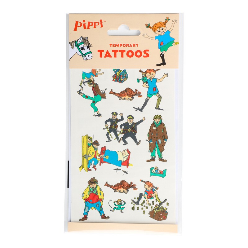Pippi Langstrømpe Falske Tatoveringer - 1 ark | Pippi Falske tatoveringer - Temashop