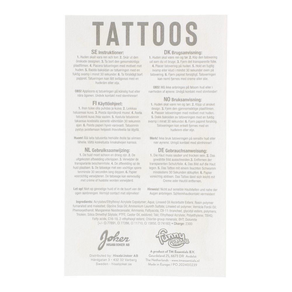 Emil Fra Lønneberg Falske Tatoveringer (10,5 x 20 cm) | Emil fra Lønneberg Falske tatoveringer - Festtilbehør - Temashop