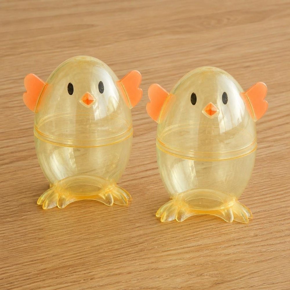 Kyllingeformet Plastæg Transparent - 2 stk (9 cm) | Kylling Påskepynt - Temashop