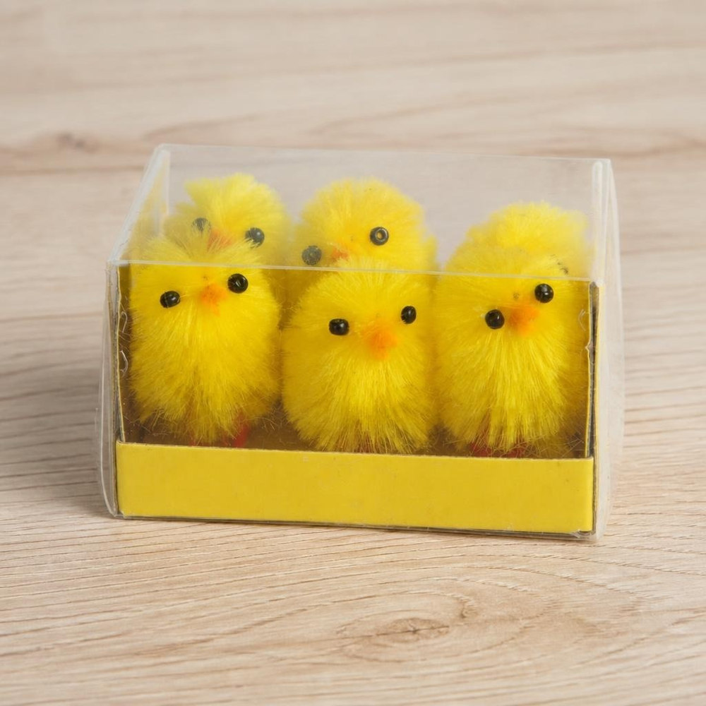 Påskekyllinger Gul - 6 stk (3 x 2 x 2 cm) | Kylling Påskepynt - Temashop