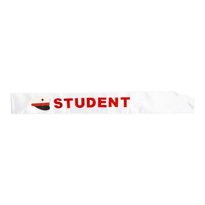 Student Skråbånd Rød | Studerende Skråbånd - Festtilbehør - Temashop