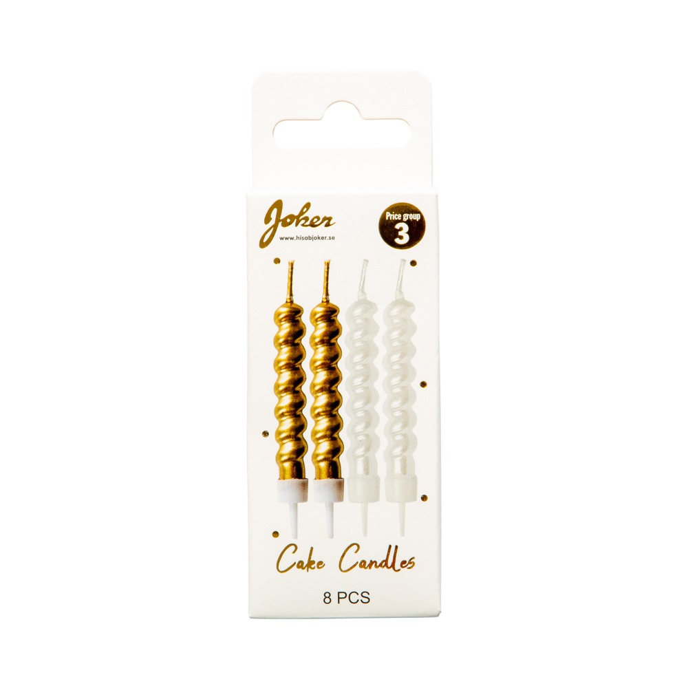 Spiral Kagelys Guld - 8 stk (6 cm) | Guld tema Kagelys - Temashop