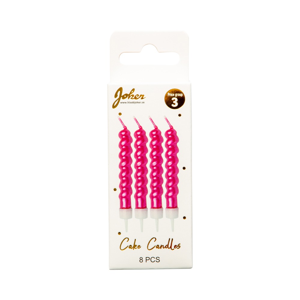 Spiral Kagelys Pink - 8 stk (6 cm) | Pink tema Kagelys - Temashop