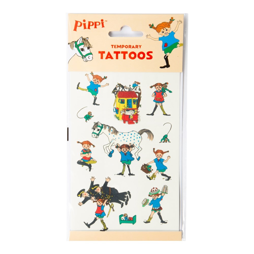 Pippi Langstrømpe Falske Tatoveringer (10,5 x 20 cm) | Pippi Falske tatoveringer - Festtilbehør - Temashop
