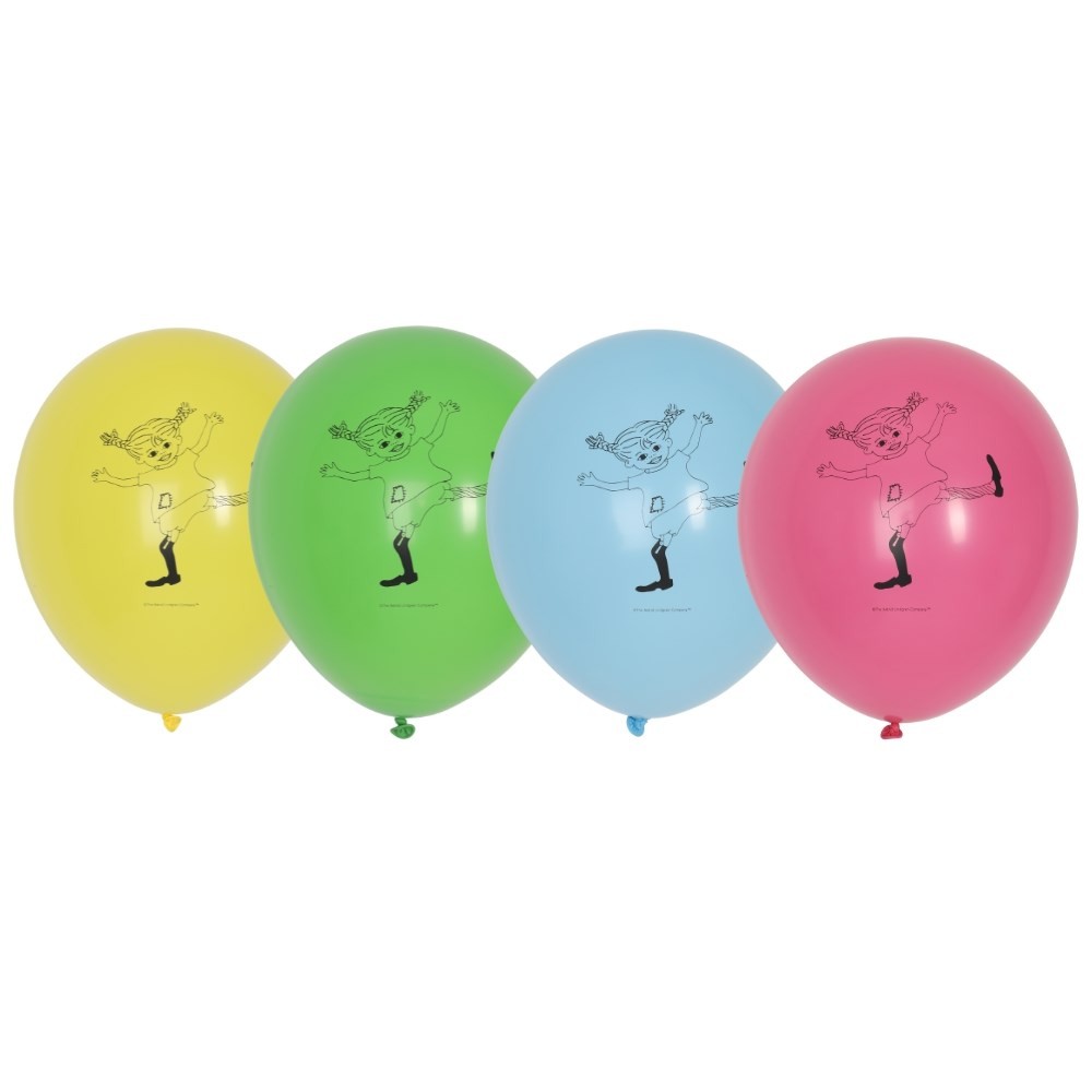 Pippi Langstrømpe Latexballoner - 8 stk (30 cm) | Pippi Latexballoner - Temashop