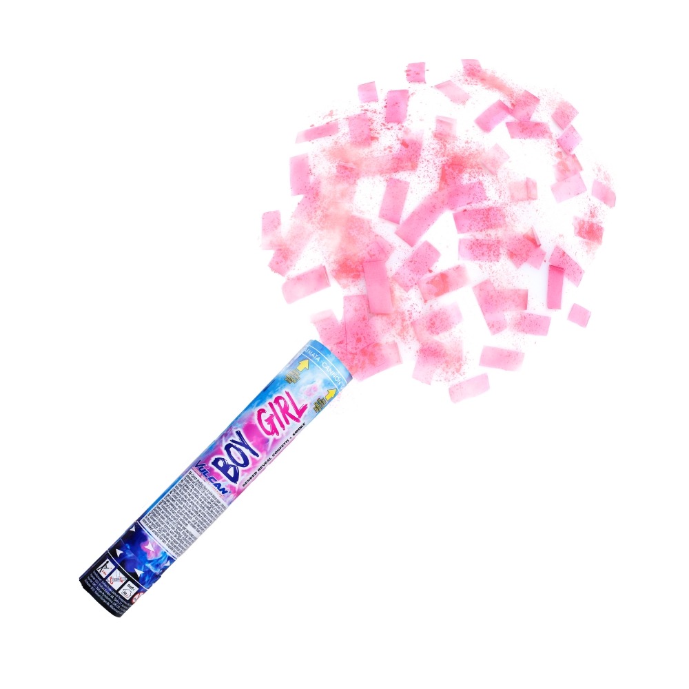 Gender Reveal Konfettikanon Lyserød - 1 stk (30 cm) | Gender Reveal Pulverkanon - Temashop