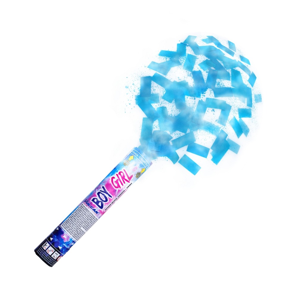 Gender Reveal Konfettikanon Lyseblå - 1 stk (30 cm) | Gender Reveal Pulverkanon - Temashop