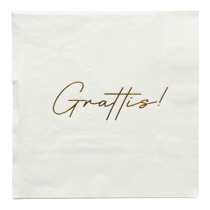 Grattis! Servietter - 16 stk (33 x 33 cm) | Sverige Servietter - Temashop