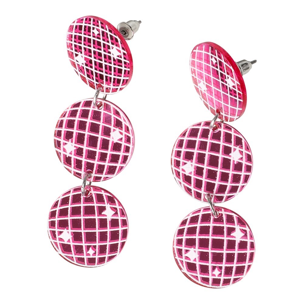 Diskokugle Øreringe Pink | 70'erne Disco Øreringe - Smykker - Temashop