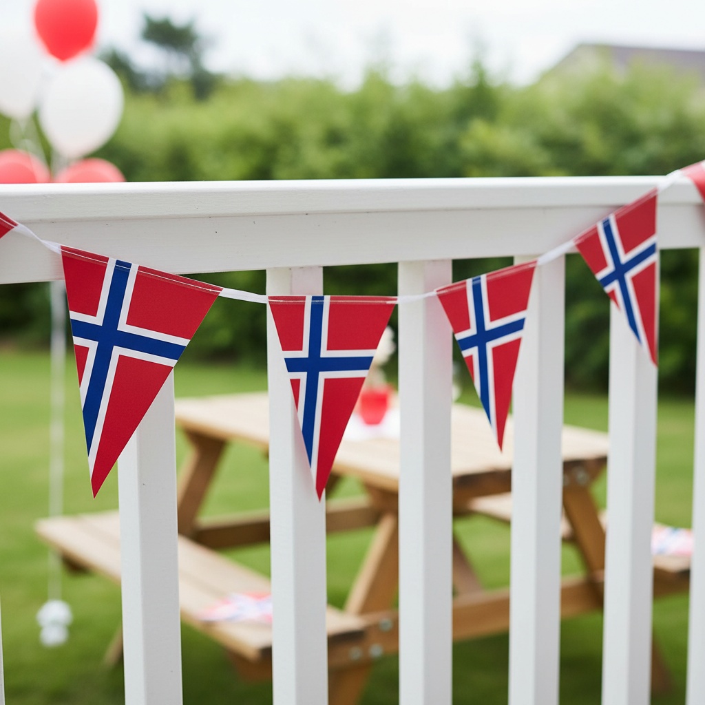 Norge Flag Guirlande - 1 stk (3,6 m) | Norge Guirlander - Temashop
