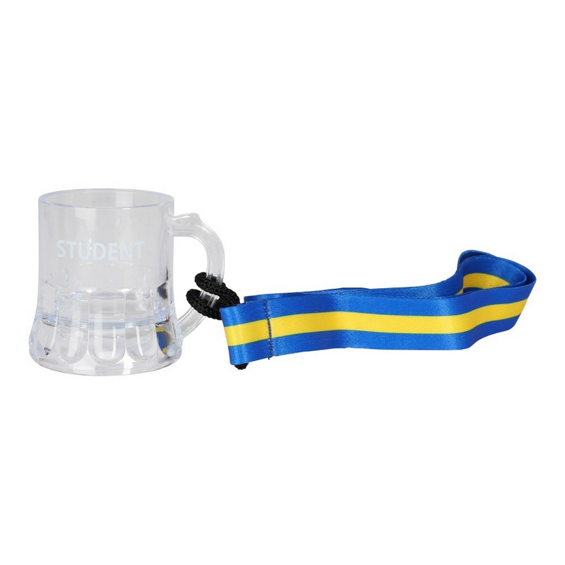 Student Shotglas Blå/Gul | Sverige Glas - Temashop