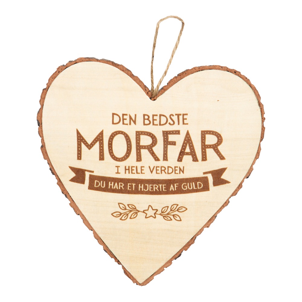 Træhjerte Morfar Beige - 1 stk (15 x 15,5 x 1 cm) | Kærlighed Dekorationsfigurer - Temashop