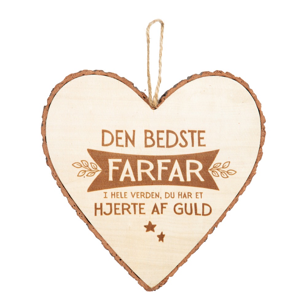 Træhjerte Farfar Beige - 1 stk (15 x 15,5 x 1 cm) | Kærlighed Dekorationsfigurer - Temashop