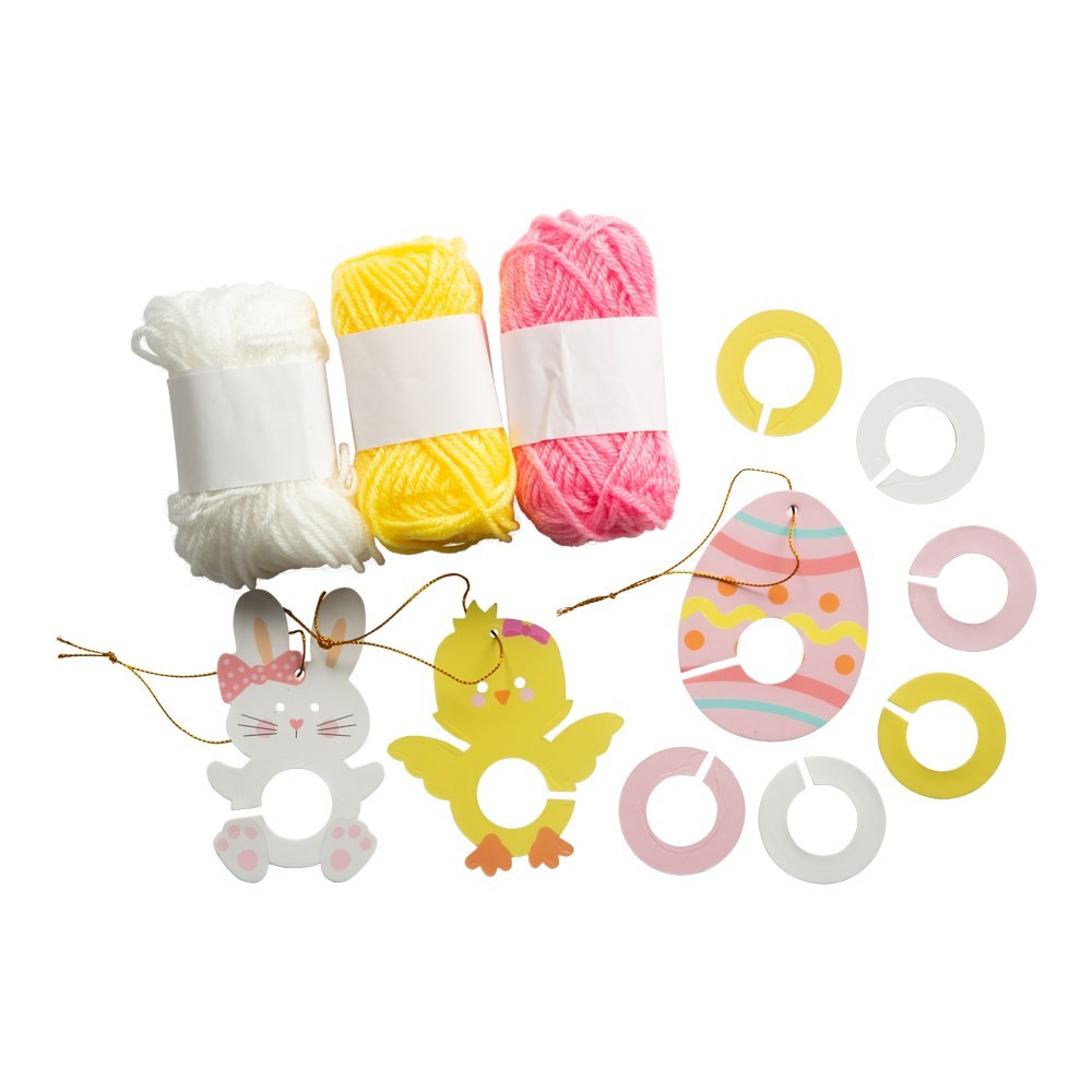Påske Pom Pom Figurer Sæt - 1 pakke (45 x 22 x 24 cm) | Påske Påskepynt - Temashop