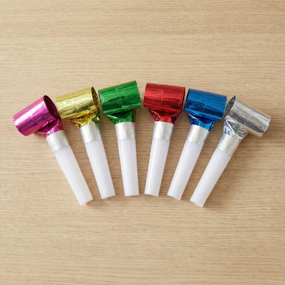 Metalliske Ryslere Multi - 6 stk (1,5 x 13 x 16 cm) | Fødselsdag Ryslere / truthorn - Temashop