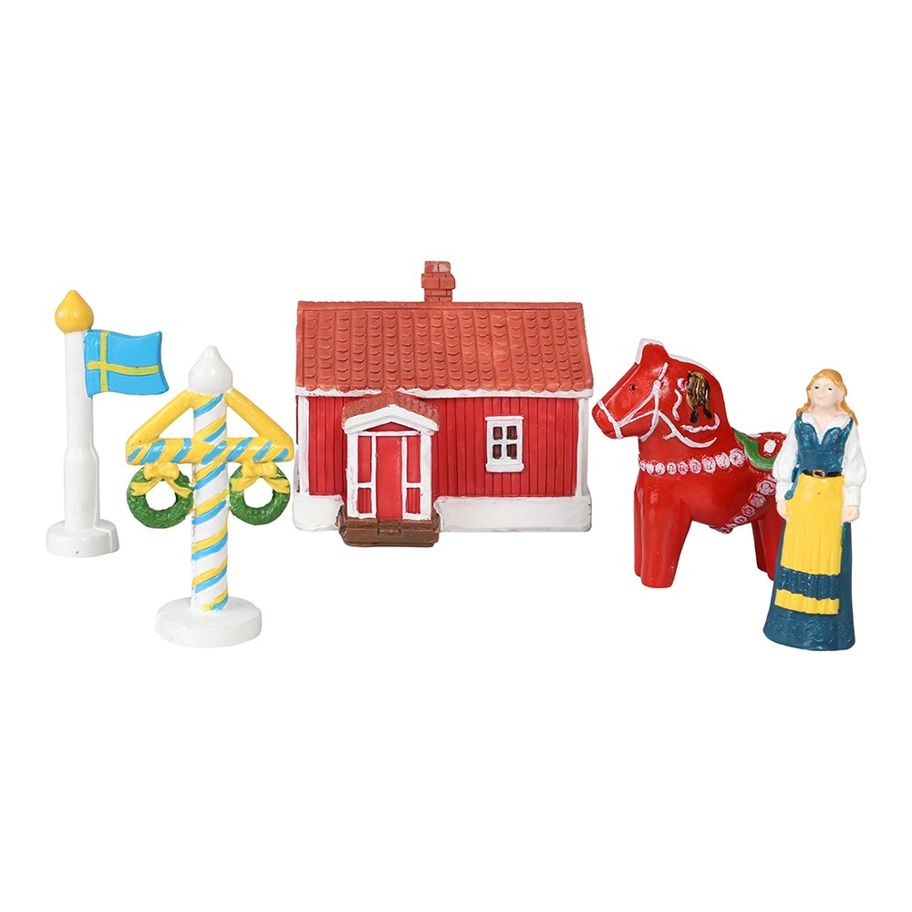 Midsommer Mini Dekorationsfigurer - 5 stk (7 x 6 x 6 cm & 6 cm & 5,5 cm) | Midsommer Dekorationsfigurer - Temashop