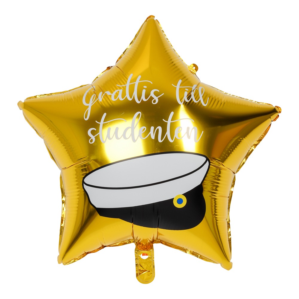 Grattis Till Studenten Stjerne Folieballon Guld