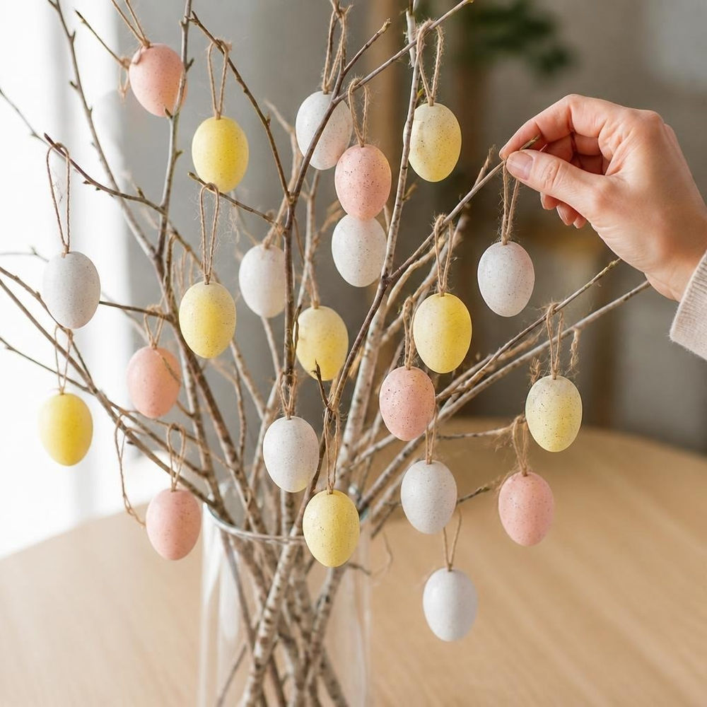 Påskeæg Til Ophæng Multi - 24 stk (Højde 5 cm) | Påske Påskepynt - Temashop