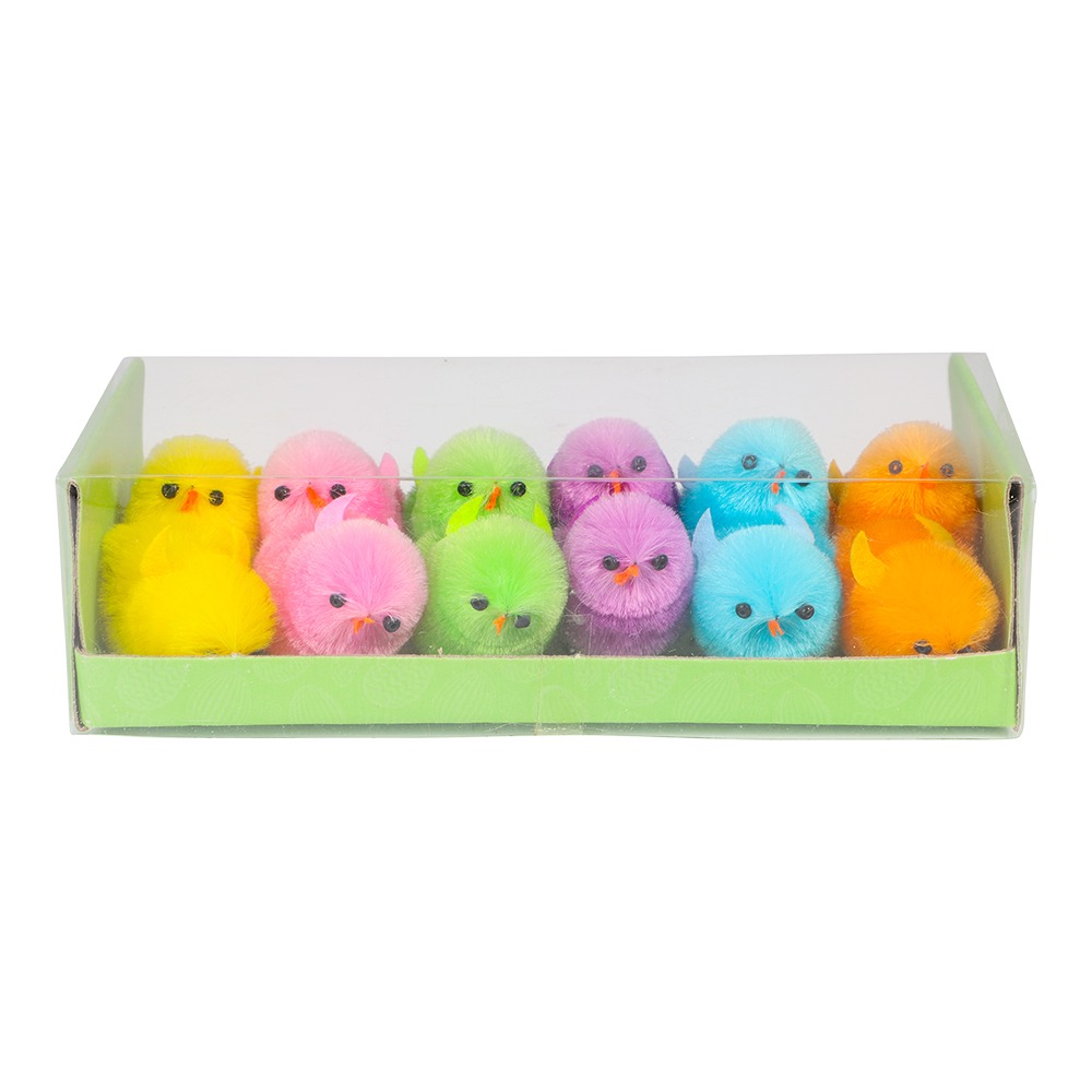 Minikyllinger Til Påskepynt - 12 stk (Højde 3,5 cm) | Kylling Påskepynt - Temashop
