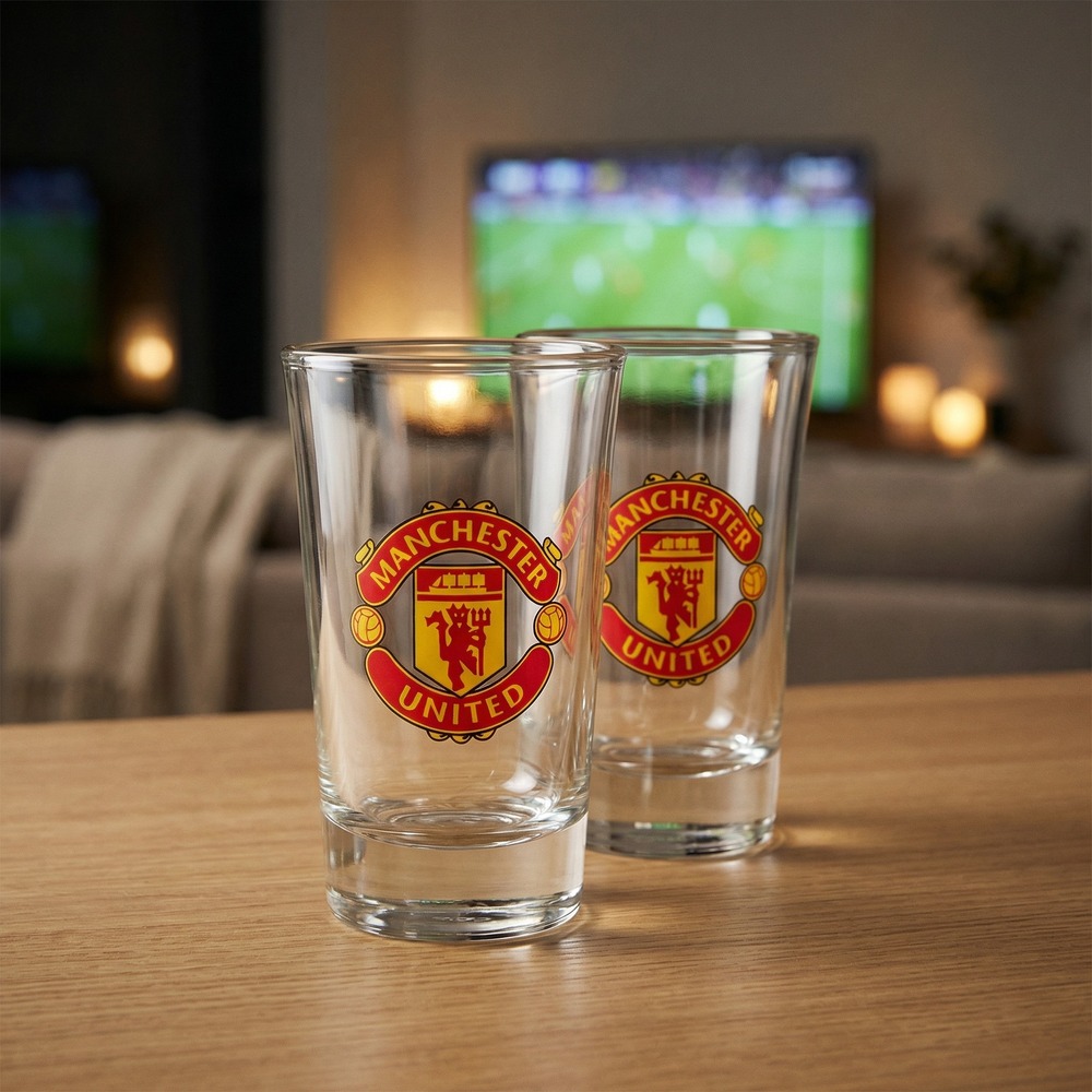 Manchester United Shotglas - 2 stk | Fodbold Glas - Temashop