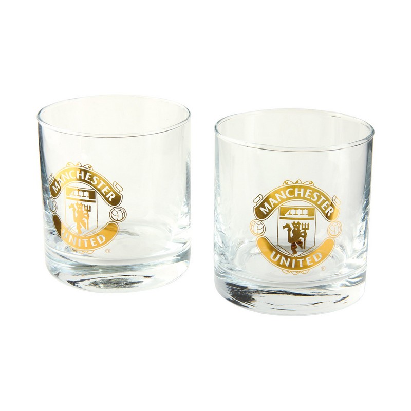 Manchester United Whiskyglas Sæt - 2 stk | Fodbold Glas - Temashop