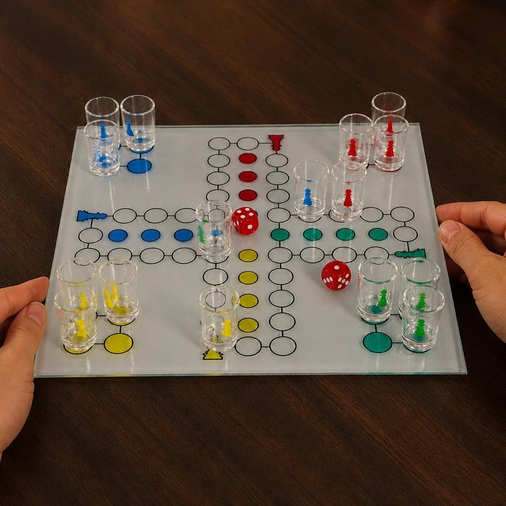 Ludo Drukspil (33,5 x 33 x 6 cm) | Drinks Drukspil - Temashop