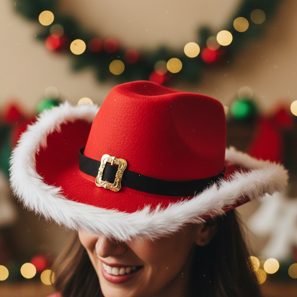 Jule Cowboyhat | Juletøj Hat / Hue / Hjelm - Hovedtilbehør - Temashop