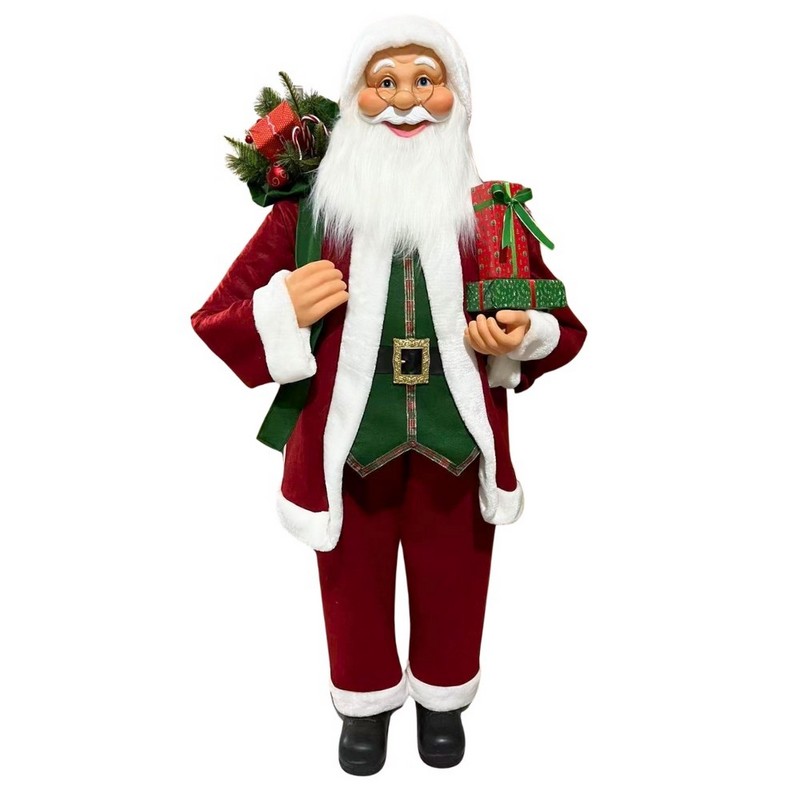 Stående Julemandsfigur - 1 stk (152 cm) | Julepynt Julepynt - Temashop
