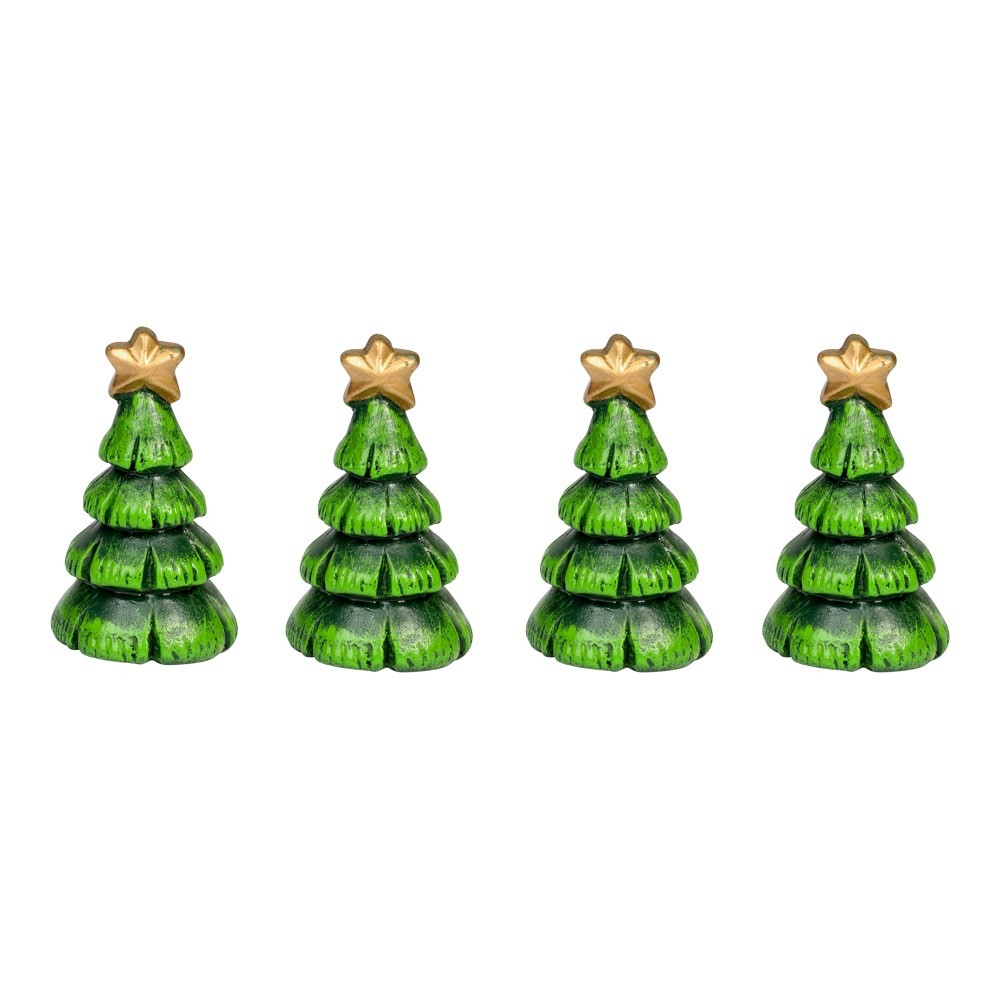 Mini Juletræer Dekoration - 4 stk (4,5 x 2,6 cm) | Juletræ Julepynt - Temashop