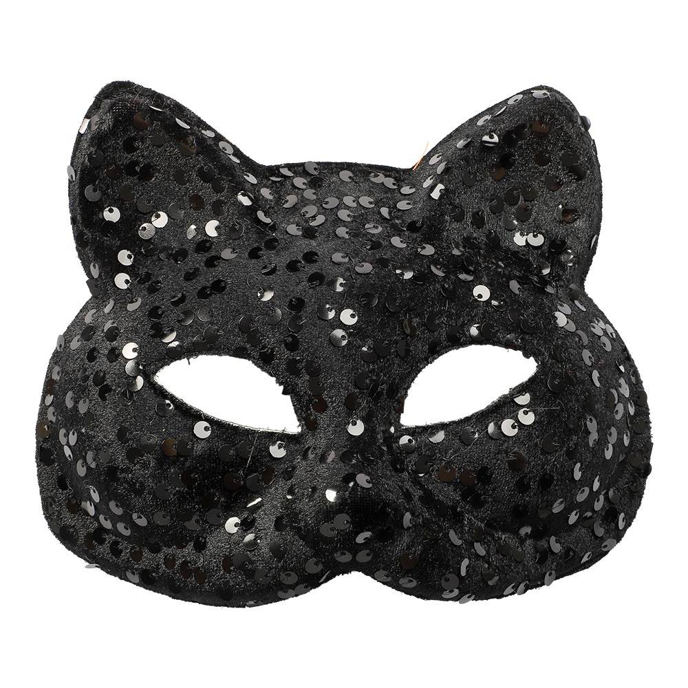 Sort Kat Pailletmaske | Kat Maske - Hovedtilbehør - Temashop