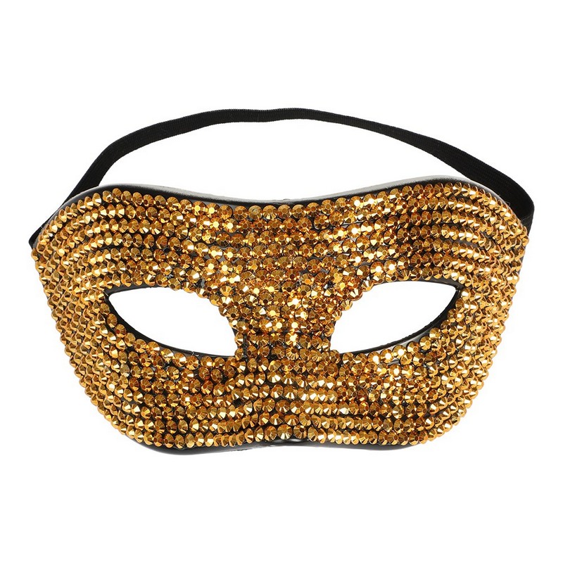 Rhinsten Maskerademaske Guld | Masquerade Maske - Hovedtilbehør - Temashop