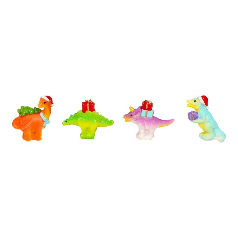 Dinosaur Julefigurer - 4 stk | Dinosaurus Julepynt - Temashop