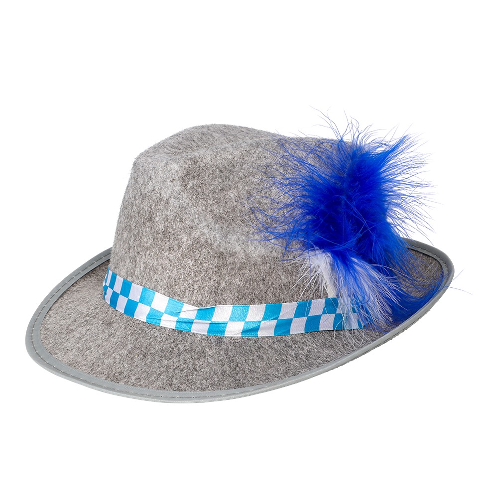 Tyrolerhat Grå | Oktoberfest Hat / Hue / Hjelm - Hovedtilbehør - Temashop