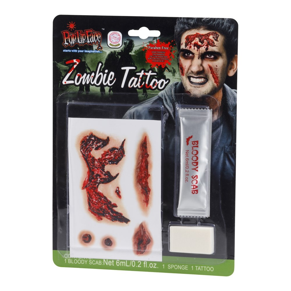 Zombie Tatovering & Blod Sæt (6 ml) | Zombie Sminke / Makeup - Makeup / Negle - Temashop
