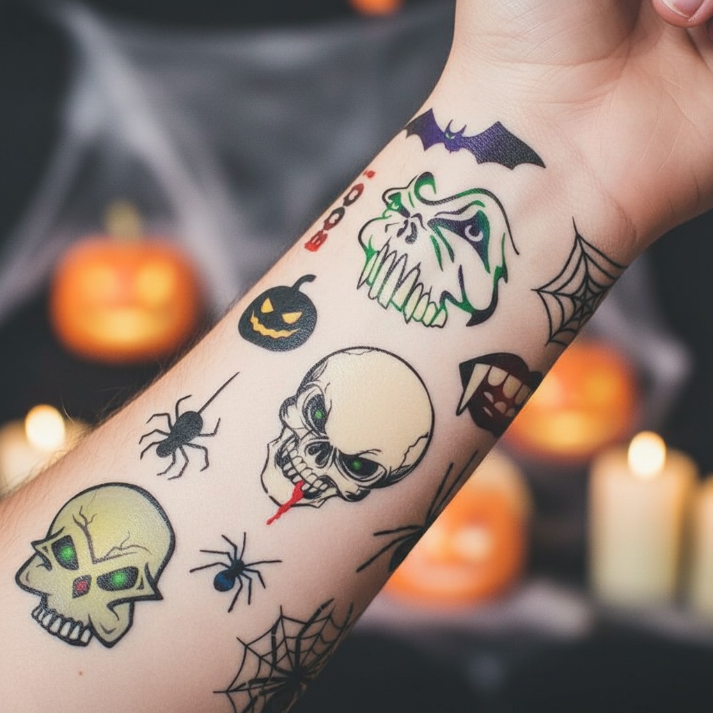 Skræmmende Halloween Falske Tatoveringer | Halloween Falske tatoveringer - Festtilbehør - Temashop