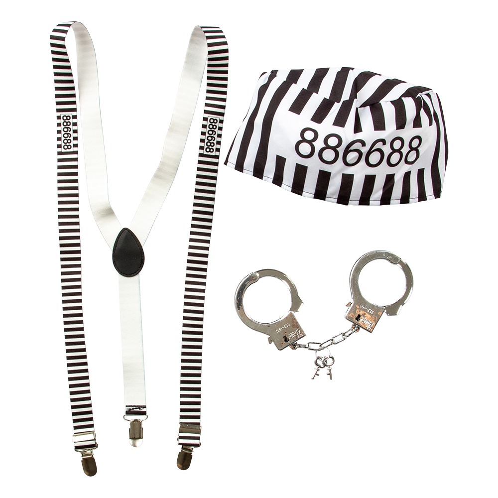 Fange Kostumekit Sort/Hvid | Fange Kostumekit - Beklædning - Temashop