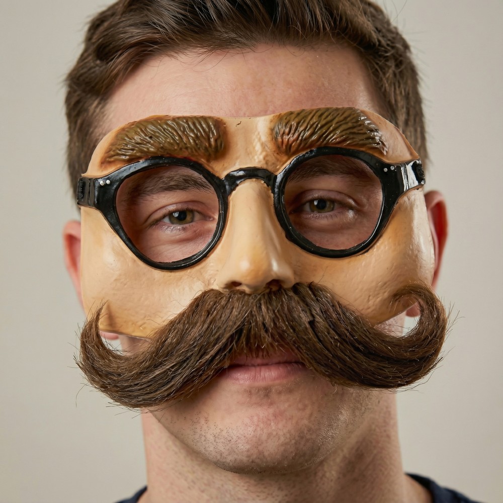 Briller & Moustache Halvmaske | Gammel mand Maske - Hovedtilbehør - Temashop